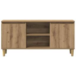 Berkfield Home TV Cabinet Artisan Oak 102x35x50 cm Engineered Wood in Brown - Size: 102 x 35 x 50 cm - thumbnail 4