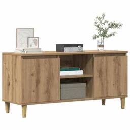 Berkfield Home TV Cabinet Artisan Oak 102x35x50 cm Engineered Wood in Brown - Size: 102 x 35 x 50 cm - thumbnail 2