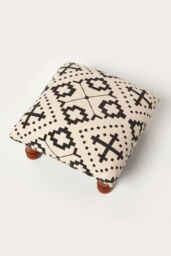 Homescapes Reva Black Geometric Footstool, 40 x 40 x 25 cm - thumbnail 5