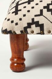 Homescapes Reva Black Geometric Footstool, 40 x 40 x 25 cm - thumbnail 3