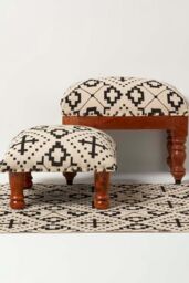 Homescapes Reva Black Geometric Footstool, 40 x 40 x 25 cm - thumbnail 6
