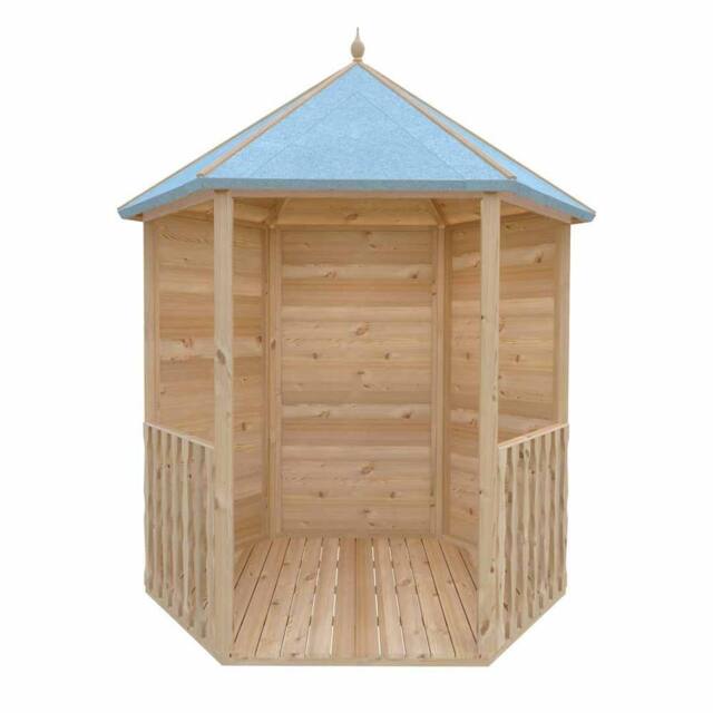 Shires Gazebo Arbour Dip Treated Garden Arch Seat Approx 6 x 7 Feet in Light Brown - image 1