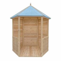 Shires Gazebo Arbour Dip Treated Garden Arch Seat Approx 6 x 7 Feet in Light Brown - thumbnail 1