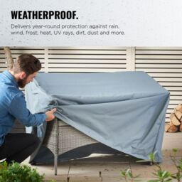VonHaus Waterproof Garden 2 Seater Bench Cover in Grey - thumbnail 3