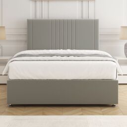 "BSSPOKE Monaco Plush Velvet Divan Bed 24"" Headboard 4 Drawers & No Mattress in Silver - Size: King" - thumbnail 3
