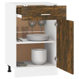 Berkfield Home Drawer Bottom Cabinet Smoked Oak 50x46x81, 5 cm Engineered Wood in Brown - thumbnail 4