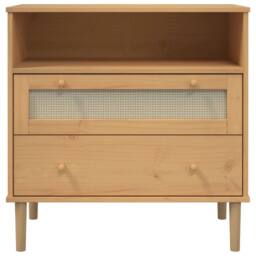 Berkfield Home Sideboard SENJA Rattan Look Brown 80x40x80 cm Solid Wood Pine - Size: 80 x 40 x 80 cm - thumbnail 5