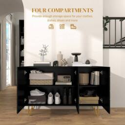 Wyld Haus Fayosa High Gloss Black Sideboard Gold Hairpin Legs - thumbnail 4
