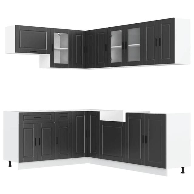 Berkfield Home 11 Piece Kitchen Cabinet Set Porto Black Engineered Wood - image 1