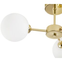 Happy Homewares Contemporary Chic Light Fitting with Opal White Globe Glass Shade in Gold - thumbnail 4