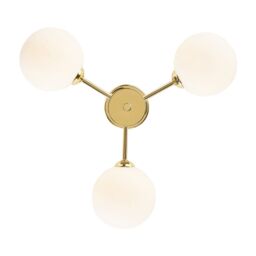Happy Homewares Contemporary Chic Light Fitting with Opal White Globe Glass Shade in Gold - thumbnail 5