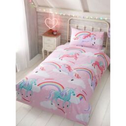 Rapport Women's My Little Unicorn Duvet Cover Set in Dusty Pink - Size: Single