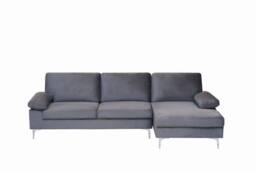 SquareBoxx Venosa Velvet Sectional Corner Right Sofa in Grey - thumbnail 3