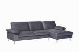 SquareBoxx Venosa Velvet Sectional Corner Right Sofa in Grey - thumbnail 4