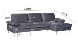 SquareBoxx Venosa Velvet Sectional Corner Right Sofa in Grey - thumbnail 5