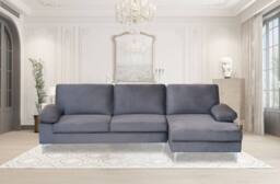 SquareBoxx Venosa Velvet Sectional Corner Right Sofa in Grey - thumbnail 2