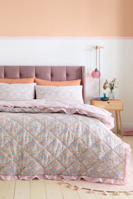 Catherine Lansfield 'Darcy Floral' Reversible Bedspread in Pink - image 1