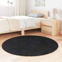 Berkfield Home Shaggy Rug High Pile NAVARRA Black 120x120 cm Polyester - Size: Medium - thumbnail 1