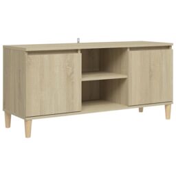 Berkfield Home TV Cabinet with Solid Wood Legs Sonoma Oak 103.5x35x50 cm in Brown - thumbnail 2