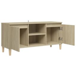 Berkfield Home TV Cabinet with Solid Wood Legs Sonoma Oak 103.5x35x50 cm in Brown - thumbnail 7