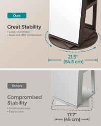 SONGMICS LED Swivel Mirror Jewellery Cabinet with Lockable Storage in Dark Brown - thumbnail 4