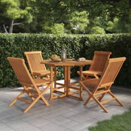 Berkfield Home 5 Piece Folding Outdoor Dining Set Solid Wood Teak in Brown