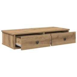 Berkfield Home Wall Shelf with Drawers Artisian Oak 80x31x17 cm Engineered Wood in Brown - Size: 80 x 31 x 17 cm - thumbnail 7