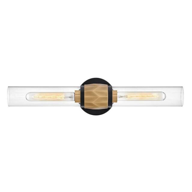 Netlighting Hinkley Ellison Bathroom Wall Lamp Black Heritage Brass IP44 2x E27 - image 1