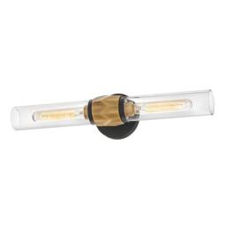 Netlighting Hinkley Ellison Bathroom Wall Lamp Black Heritage Brass IP44 2x E27 - thumbnail 4