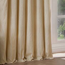Yard Hebden Striped 100% Cotton Lined Pencil Pleat Curtain Pair in Yellow - Size: 117 cm width x 137 cm drop - thumbnail 6