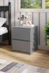 Garden Sanctuary 2-Drawer Wooden Nightstand Bedside Table in Grey - thumbnail 2