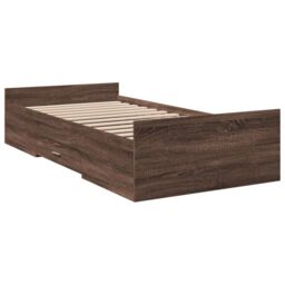 Berkfield Home Bed Frame with Drawers without Mattress Brown Oak 75x190 cm Small Single - thumbnail 3