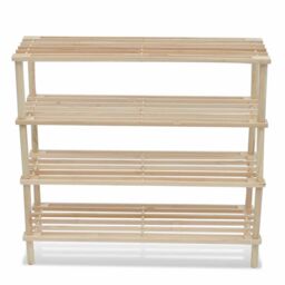 Berkfield Home 4-Tier Shoe Racks 2 pcs Solid Fir Wood in Beige - thumbnail 3
