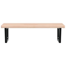 Berkfield Home Basin Shelf Wall Mounted Steel & Solid Wood Oak in Brown - thumbnail 4