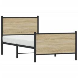 Berkfield Home Metal Bed Frame without Mattress Sonoma Oak 75x190 cm Small Single in Brown - thumbnail 4