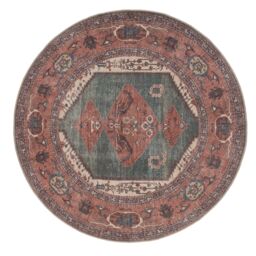 Kukoon Terracotta Distressed Bordered Medallion Non Slip WashableLow Pile Rug - Size: 280 cm x 370 cm - thumbnail 6