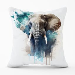 Warren Reed - Designer Majestic Elephant Splashart Outdoor Cushion in Grey - Size: 60 cm x 60 cm - thumbnail 1