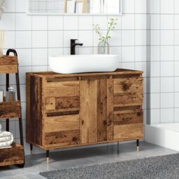 Berkfield Home Bathroom Cabinet Old Wood 80x33x60 cm Engineered Wood in Brown - Size: 80 x 33 x 60 cm - thumbnail 3