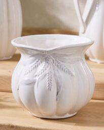 Dibor Traditional White Ceramic Table Decor Plant Pot (H)14cm, (Dia)15cm - Size: Small
