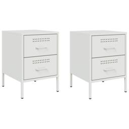 Berkfield Home Durable Bedside Cabinets 2 pcs White 36x39x50.5 cm Steel - thumbnail 3