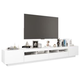 Berkfield Home TV Cabinet with LED Lights White 260x35x40 cm - Size: 260 x 35 x 40 cm - thumbnail 6