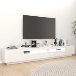 Berkfield Home TV Cabinet with LED Lights White 260x35x40 cm - Size: 260 x 35 x 40 cm - thumbnail 3