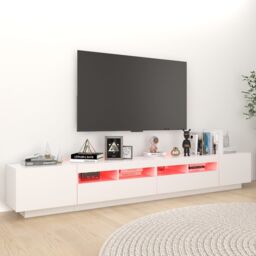 Berkfield Home TV Cabinet with LED Lights White 260x35x40 cm - Size: 260 x 35 x 40 cm - thumbnail 5