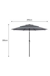 H&O Direct Outdoor Garden 3-Tier Umbrella with Crank & Concrete-Filled Stand in Light Grey - thumbnail 6