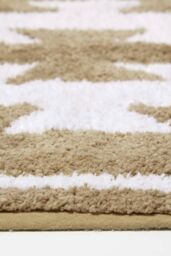Homescapes Natural & White Bath Mat 100% Cotton Aztec Design, 50 x 80 cm in Beige - thumbnail 3