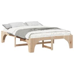 Berkfield Home Floor Bed Frame with Storage Brown 160 x 200 cm Solid pine wood - thumbnail 3