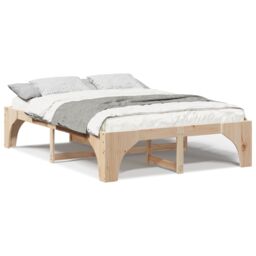 Berkfield Home Floor Bed Frame with Storage Brown 160 x 200 cm Solid pine wood - thumbnail 4