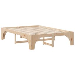 Berkfield Home Floor Bed Frame with Storage Brown 160 x 200 cm Solid pine wood - thumbnail 2