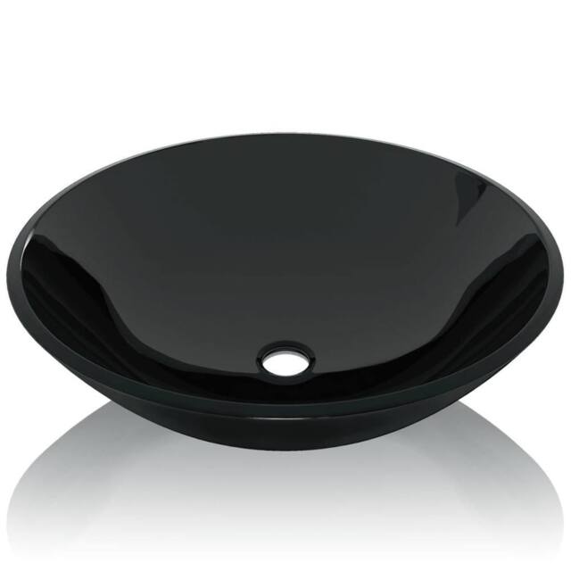 Berkfield Home Stylish Basin Tempered Glass 42 cm Black - image 1