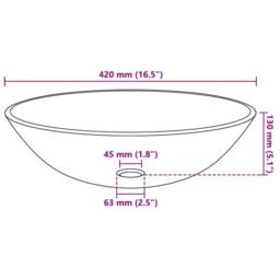 Berkfield Home Stylish Basin Tempered Glass 42 cm Black - thumbnail 4